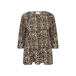 Wasabi WA-VANJA 1 - Leo printet bluse W10441 Desert Brown Combi fra Wasabiconcept