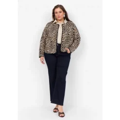 Wasabi WA-VENDELA 1 - Quiltet leopard jakke W10446 Sand Combi fra Wasabiconcept