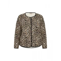 Wasabi WA-VENDELA 1 - Quiltet leopard jakke W10446 Sand Combi fra Wasabiconcept