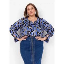 Wasabi WA-WALERA 2 - Blå printet bluse W10364 Amparo Blue Combi fra Wasabiconcept