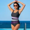 WIKI Swimsuit Bianca Classic+ - Grå badedragt W9515 Graphite/Lavender fra WIKI