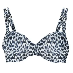 Wiki Underwired Bikini Top - Blå/grå/sort leopard Bikini Overdel 468-3466 Milos fra WIKI