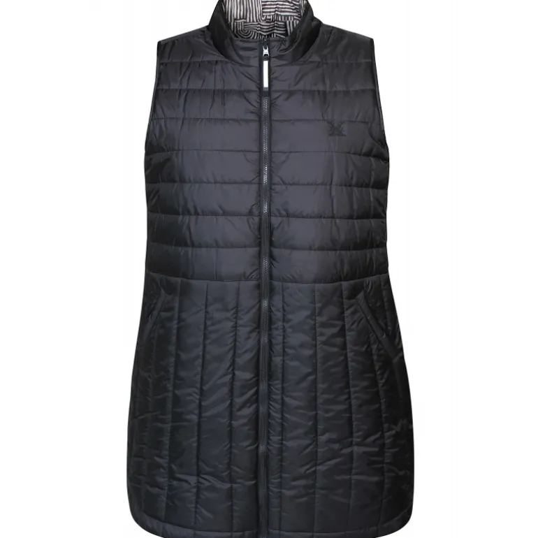 Zhenzi Elea 608-Waistcoat - Sort vatteret vendbar vest 200608 Black fra Zhenzi
