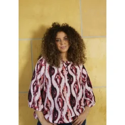 Zhenzi Enzi 649 Blouse 3/4 - Pink mønstret bluse 200649 Cherry Blossom fra Zhenzi