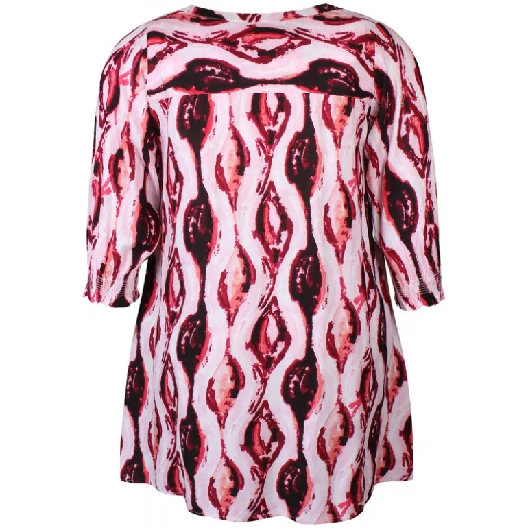 Zhenzi Enzi 650 Tunic 3/4 - Pink mønstret tunika 200650 Cherry blossom fra Zhenzi