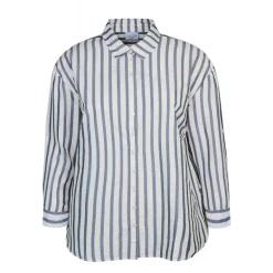 Zhenzi Evyn 661 Shirt L/S - Blå/offwhite stribet skjorte 200661 Navy fra Zhenzi