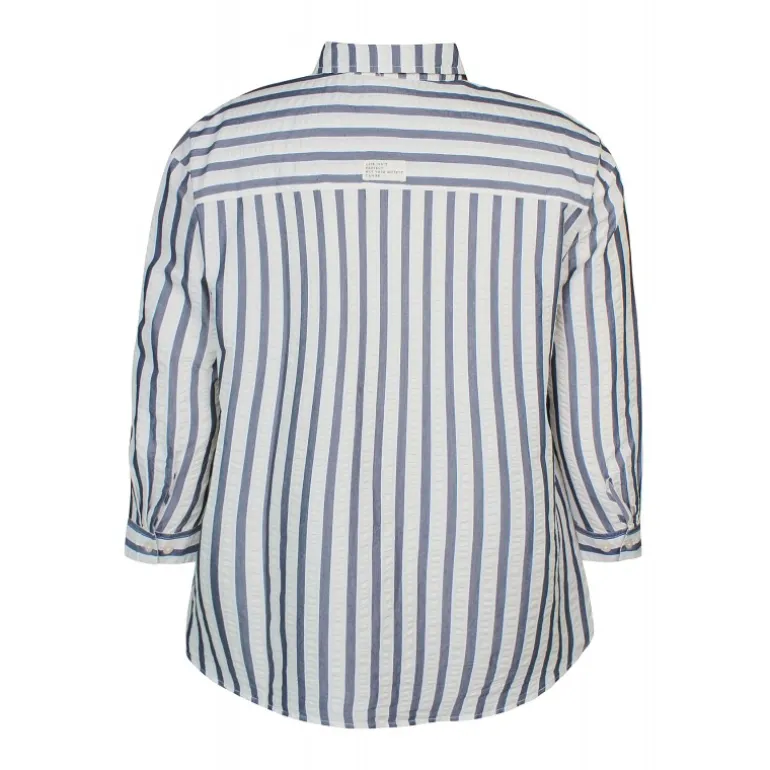 Zhenzi Evyn 661 Shirt L/S - Blå/offwhite stribet skjorte 200661 Navy fra Zhenzi