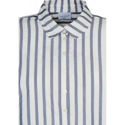 Zhenzi Evyn 661 Shirt L/S - Blå/offwhite stribet skjorte 200661 Navy fra Zhenzi