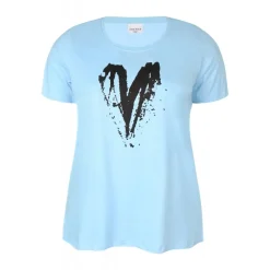 Zhenzi Fenn 713-T-shirt S/S - Blå t-shirt med print 200713 Blue Bell fra Zhenzi
