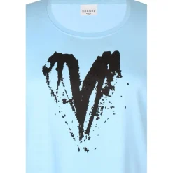 Zhenzi Fenn 713-T-shirt S/S - Blå t-shirt med print 200713 Blue Bell fra Zhenzi