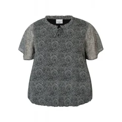 Zhenzi Gabi 739-Blouse S/S - Sort printet bluse 200739 09000 Black fra Zhenzi