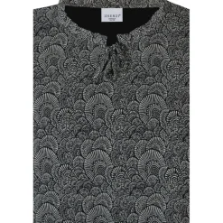 Zhenzi Gabi 739-Blouse S/S - Sort printet bluse 200739 09000 Black fra Zhenzi