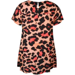 Zhenzi Gigi 753-Tunic S/S - Koralfarvet leopard tunika 200753 Coral poppy fra Zhenzi