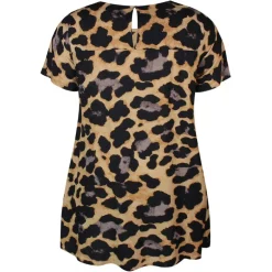 Zhenzi Gigi 753-Tunic S/S - Sandfarvet leopard tunika 200753 Sand fra Zhenzi