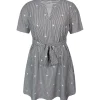 Zhenzi Grea 748-Dress S/S - Sort stribet kjole med broderi 200748 Black fra Zhenzi