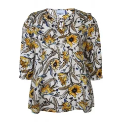 Zhenzi Hayu 766-Blouse 3/4 - Gul printet bluse 200766 Daffodil Yellow fra Zhenzi