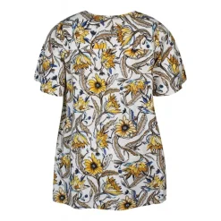 Zhenzi Hayu 767-Tunic S/S - Gul printet tunika 200767 Daffodil Yellow fra Zhenzi