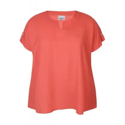 Zhenzi Hyla 796-Blouse S/S - Koral farvet bluse 200796 Coral poppy fra Zhenzi