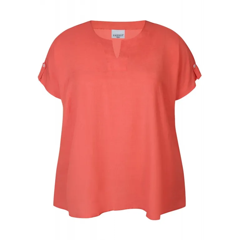 Zhenzi Hyla 796-Blouse S/S - Koral farvet bluse 200796 Coral poppy fra Zhenzi