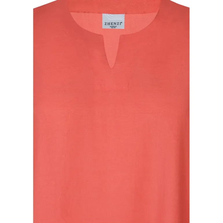 Zhenzi Hyla 796-Blouse S/S - Koral farvet bluse 200796 Coral poppy fra Zhenzi