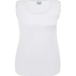 Zhenzi Lara 788-Top - Hvid rib top med blonde 200788 White fra Zhenzi