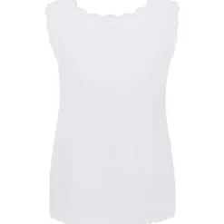 Zhenzi Lara 788-Top - Hvid rib top med blonde 200788 White fra Zhenzi