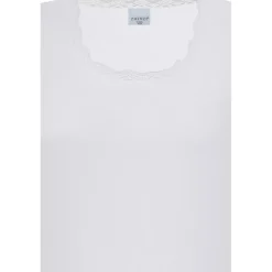 Zhenzi Lara 788-Top - Hvid rib top med blonde 200788 White fra Zhenzi