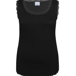 Zhenzi Lara 788-Top - Sort rib top med blonde 200788 Black fra Zhenzi