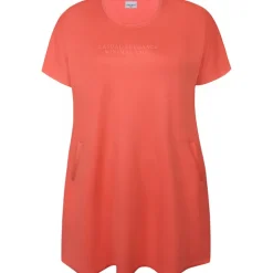 Zhenzi Mya 733-Tunic S/S - Koral farvet jersey kjole 200733 Coral poppy fra Zhenzi