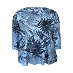 Zhenzi Sylva 719-Blouse 3/4 - Blå printet bluse 200719 Blue Bell fra Zhenzi