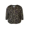 Zhenzi Sylvia 452-Blouse 3/4 - Sort/grøn blomstret bluse 200452 Cypress Green fra Zhenzi