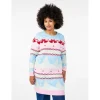 Zizzi MCHRIS L/S DRESS - Strikkjole med julemotiv M61357B Cerulean Comb fra Zizzi