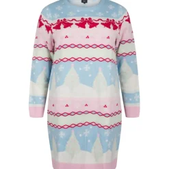 Zizzi MCHRIS L/S DRESS - Strikkjole med julemotiv M61357B Cerulean Comb fra Zizzi