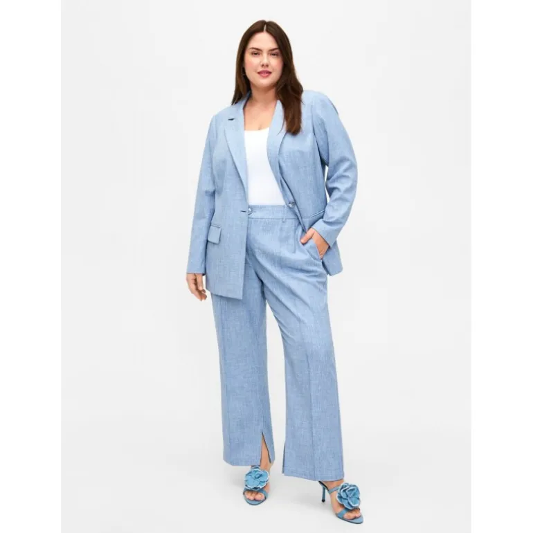 Zizzi MKOOPA SLIT PANT - Jakkesæts buks M90007B Infinity fra Zizzi